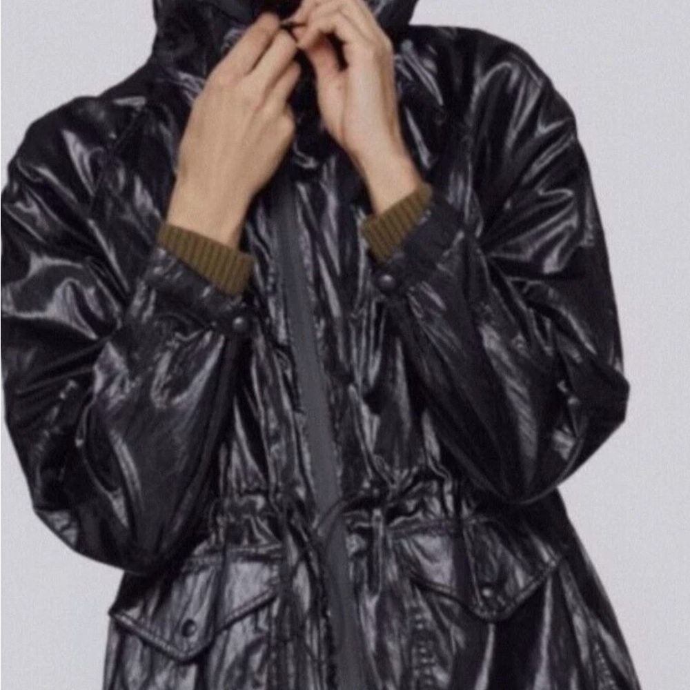 Zara Shiny Effect Jacket
Black Parka Windbreaker Hipster Coat